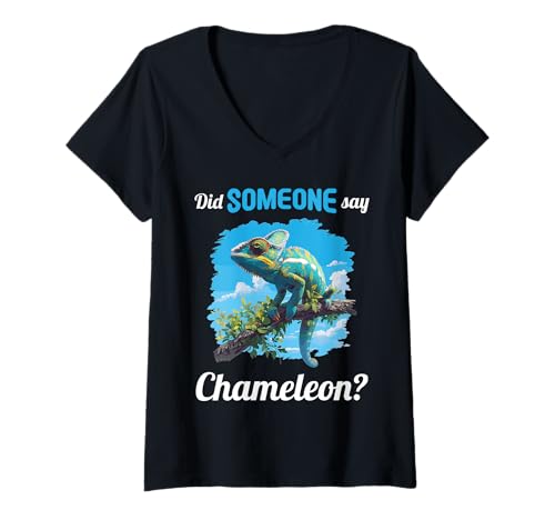 Damen Chamäleons Chamäleon T-Shirt mit V-Ausschnitt von Chamäleons Chamäleon Tier Shop