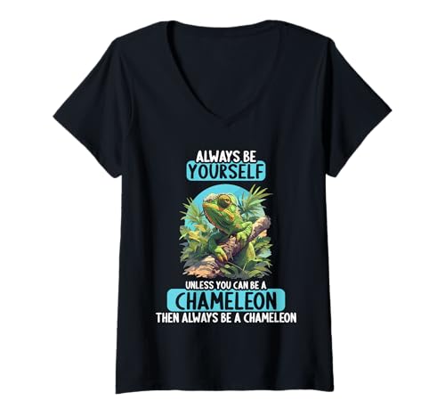 Damen Chamäleons Chamäleon T-Shirt mit V-Ausschnitt von Chamäleons Chamäleon Tier Shop