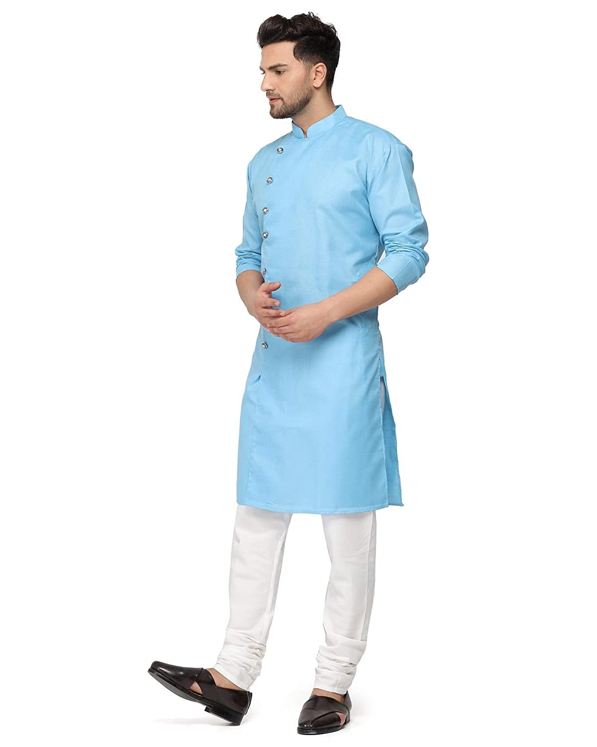 Herren Kurta Pyjama Set Baumwolle, Ausgefallener Mit Seitlicher Taste, Designer Tunika Lange Kurta, Aaa-Qualitätsstoff von Chamantailormade