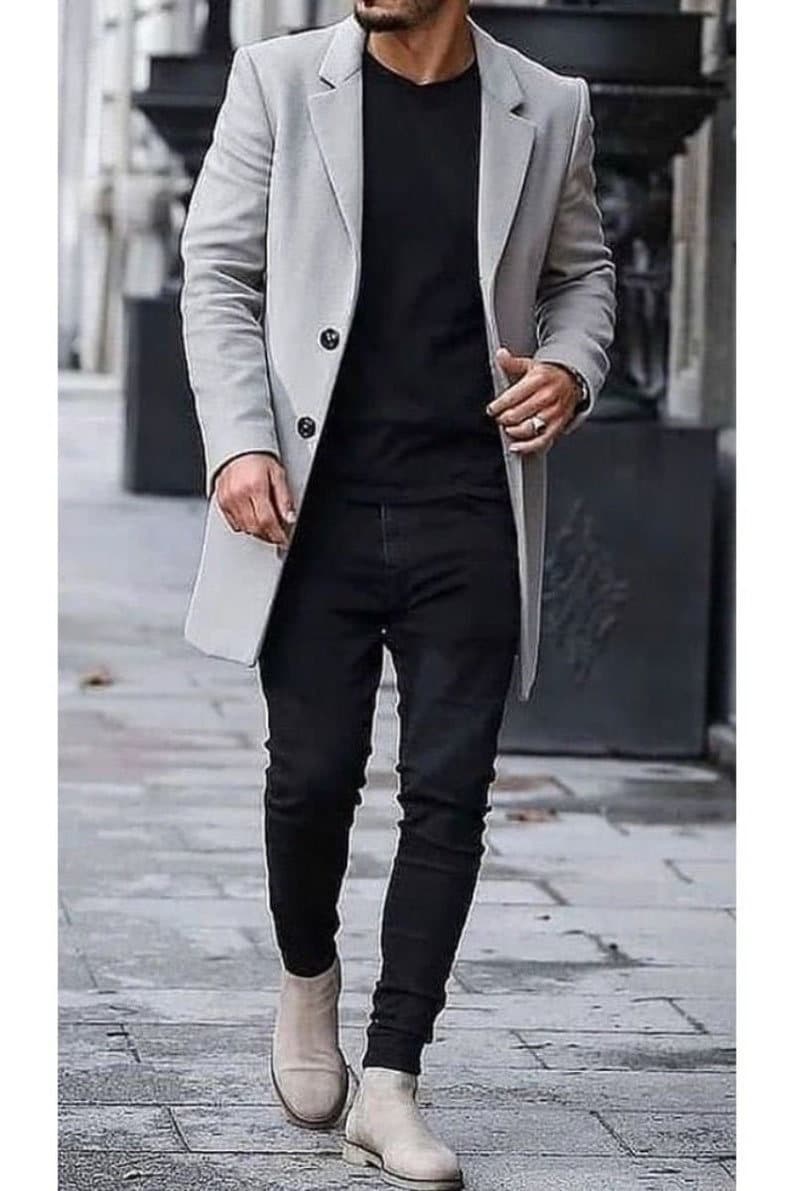 Männer Trenchcoat Grau Wolle Winter Lange Trenchcoat, Mann Langer Mantel Blazer Wollmantel, Bräutigam Heiße Anzug Kleid Für von Chamantailormade