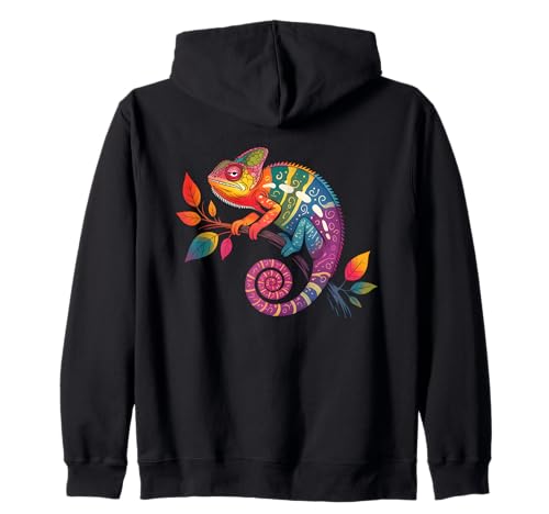 Buntes Chamäleon-Camouflage-Regenwald-Eidechse Damen Herren Kapuzenjacke von Chameleon Costume for Animal Lovers For Women Men
