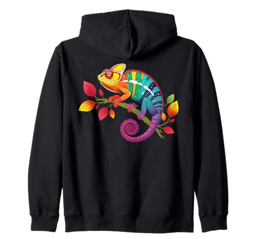Buntes Chamäleon-Reptilienliebhaber, Regenbogen-Eidechse, Damen, Herren Kapuzenjacke von Chameleon Costume for Animal Lovers For Women Men