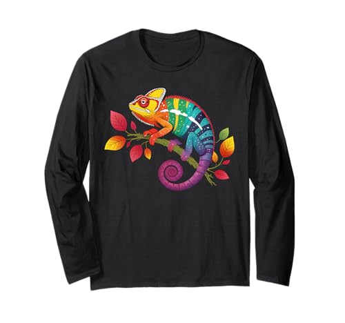 Buntes Chamäleon-Reptilienliebhaber, Regenbogen-Eidechse, Damen, Herren Langarmshirt Buntes Chamäleon-Reptilienliebhaber, Regenbogen-Eidechse, Damen, Herren Langarmshirt von Chameleon Costume for Animal Lovers For Women Men