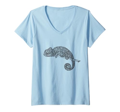 Damen Chameleon Mandala Muster Reptil Geschenk T-Shirt mit V-Ausschnitt Damen Chameleon Mandala Muster Reptil Geschenk T-Shirt mit V-Ausschnitt von Chameleon Store Co.