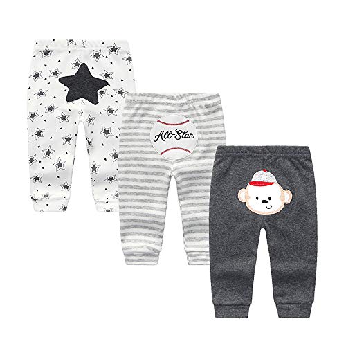 Chamie Baby Leggings Hosen Hosen für Baby Jungen und Mädchen 0-3m/3-6m/6-9m/9-12m 4er Pack 100% Baumwolle Gr. 3-6 Monate, Design2 von Chamie