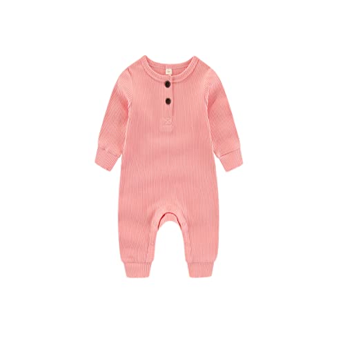 Chamie Baby Romper Newborn Knitted Jumpsuit Long Sleeve Baby Boys Girls Footless One-Piece Suit 0-24 Months,1 Pcs,Pink von Chamie