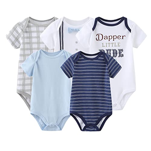 Chamie Newborn Baby Bodysuit Kurzarm für Baby Jungen und Mädchen 0-12M, 5er Pack von Chamie