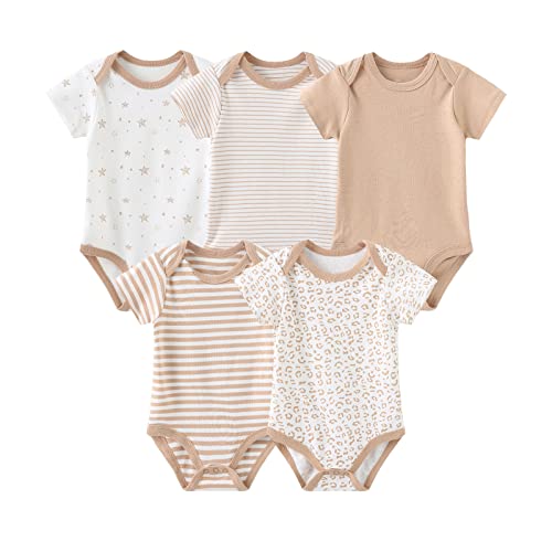 Chamie Newborn Baby Bodysuit Kurzarm für Baby Jungen und Mädchen 0-12M, 5er Pack von Chamie