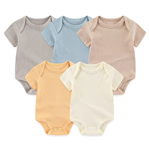 Chamie Newborn Baby Bodysuit Kurzarm für Baby Jungen und Mädchen 0-12M, 5er Pack von Chamie