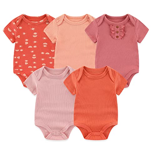 Chamie Newborn Baby Bodysuit Kurzarm für Baby Jungen und Mädchen 0-12M, 5er Pack von Chamie