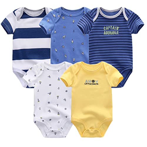 Chamie Newborn Baby Bodysuit Kurzarm für Baby Jungen und Mädchen 0-12M, 5er Pack von Chamie