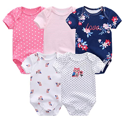 Chamie Newborn Baby Bodysuit Kurzarm für Baby Jungen und Mädchen 0-12M, 5er Pack von Chamie