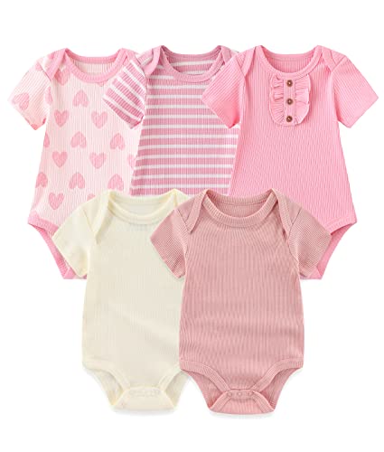 Chamie Newborn Baby Bodysuit Kurzarm für Baby Jungen und Mädchen 0-12M, 5er Pack von Chamie