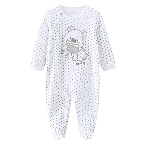 Chamie Baby Footies Bodys Strampler Langarm für Jungen Mädchen Baumwolle 0-3m/3-6m/6-9m/9-12m Gr. 3 Monate, Design2 von Chamie