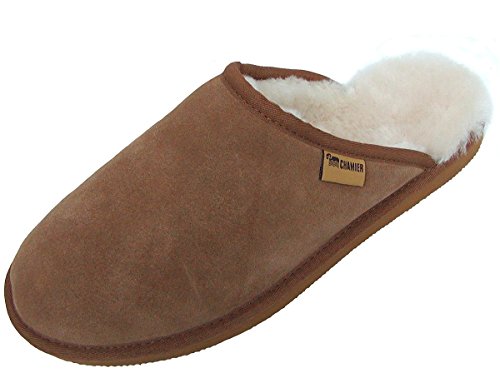 Chamier warme Herren Lammfell Haus Pantoffeln Adam Camel, durchgehend nur Lammfell, leichte Sohle, Gr. 43 von Chamier Lammfellprodukte