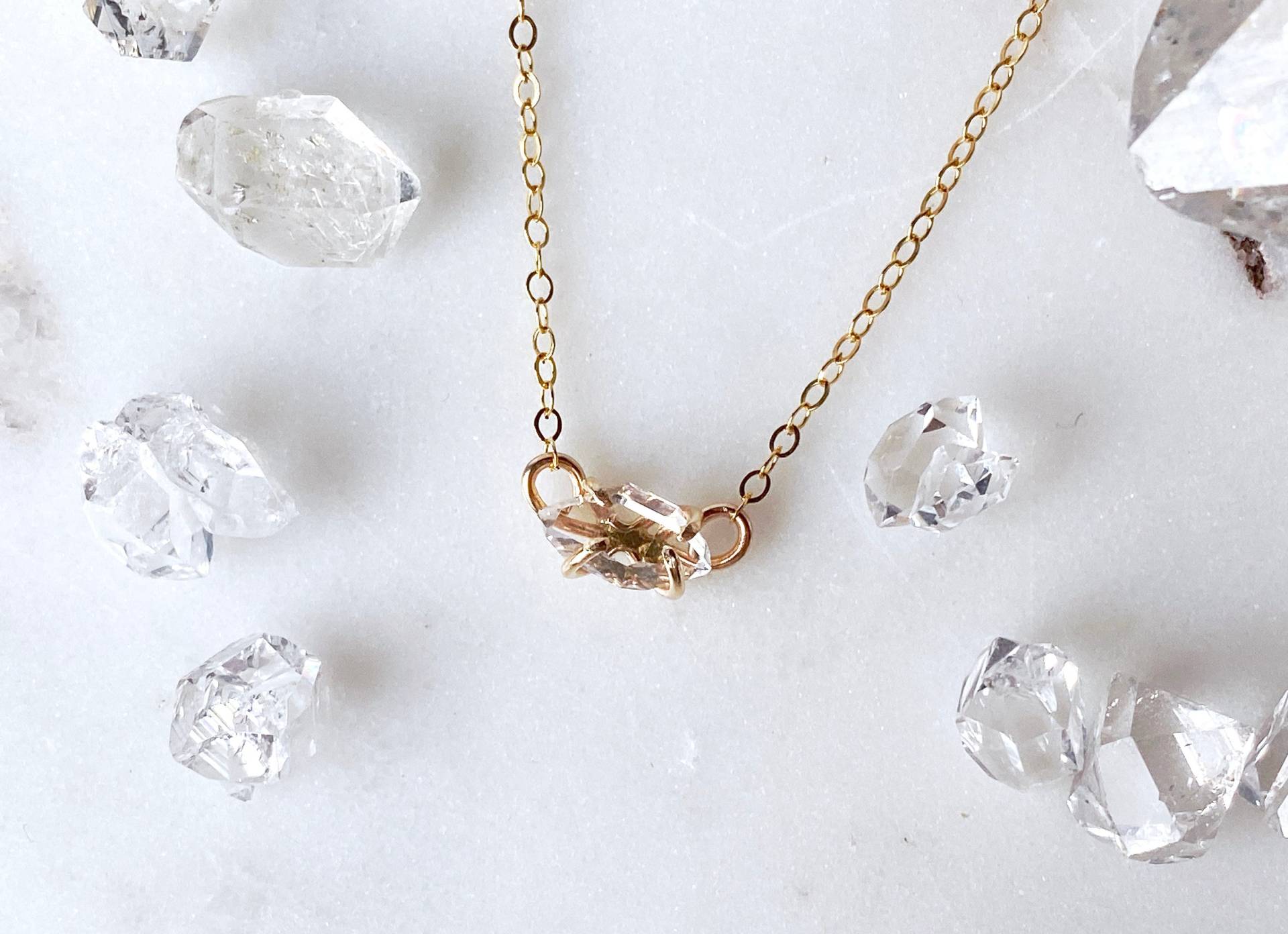 Herkimer Diamant Halskette in Gold, Rosegold Oder Sterling Silber Herkimer Diamant Halskette in Gold, Rosegold Oder Sterling Silber von ChampagneAndGlitter