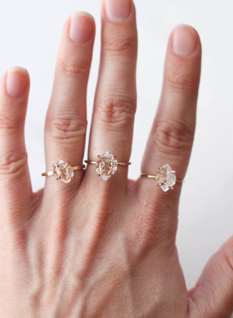 Herkimer Diamant Quarz Ring in Rosegold von ChampagneAndGlitter