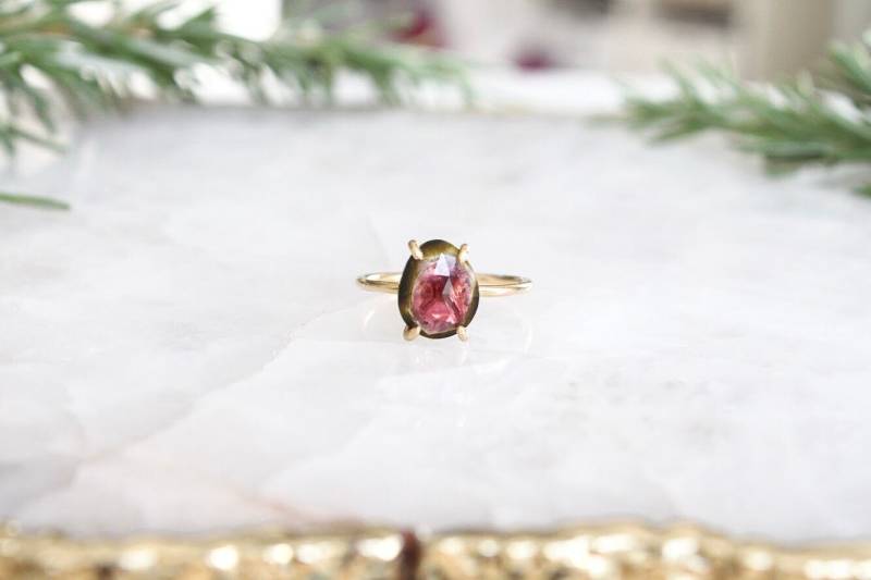 Rosenschliff Wassermelonen-Turmalin-Ring Rosenschliff Wassermelonen-Turmalin-Ring von ChampagneAndGlitter