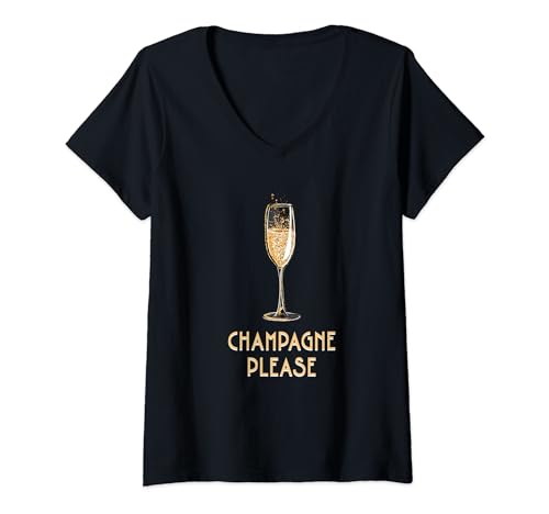 Damen Champagner und Prosecco - Champagne Please T-Shirt mit V-Ausschnitt Damen Champagner und Prosecco - Champagne Please T-Shirt mit V-Ausschnitt von Champagner und Prosecco