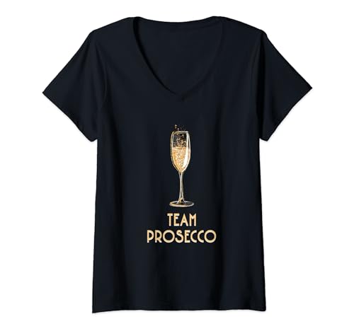 Damen Champagner und Prosecco - Team Prosecco T-Shirt mit V-Ausschnitt Damen Champagner und Prosecco - Team Prosecco T-Shirt mit V-Ausschnitt von Champagner und Prosecco