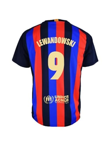 Champion's City Lewandowski 9 Home Trikot 22/23 - Offizielle Replik FC Barcelona - Erwachsene, Blau/Weinrot, XXL von Champion's City