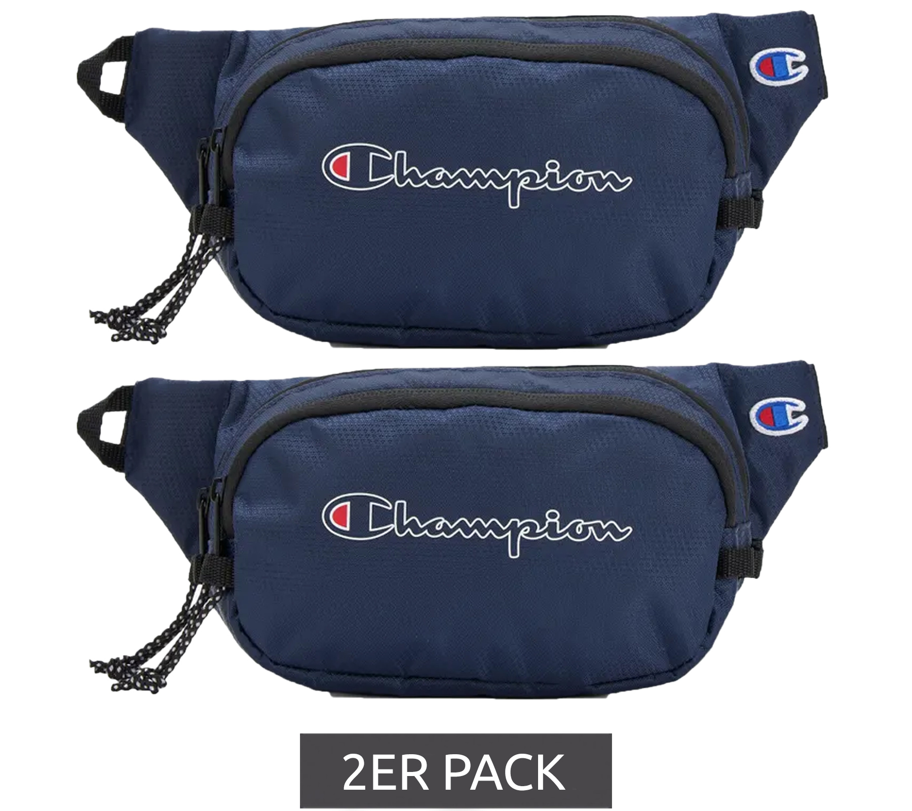 2er Pack Champion Center Bauch-Tasche Damen und Herren Touristen-Tasche Waistpack Gürtel-Tasche 1L CV2-1440-410 Dunkelblau von Champion
