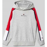 CHAMPION Hoodie mit Label-Print in Mittelgrau Melange, Größe 176 von Champion