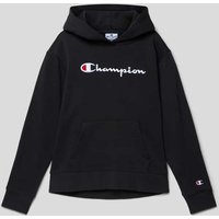 CHAMPION Hoodie mit Label-Stitching in Black, Größe 140 von Champion