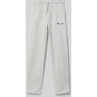 CHAMPION Straight Leg Sweatpants mit Label-Stitching in Mittelgrau Melange, Größe 152 von Champion