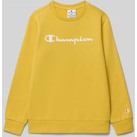 CHAMPION Sweatshirt mit Label-Print in GELB, Größe 164 von Champion
