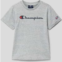 CHAMPION T-Shirt mit Label-Print in Mittelgrau Melange, Größe 104 von Champion