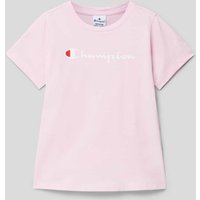 CHAMPION T-Shirt mit Label-Print in Rosa, Größe 152 von Champion