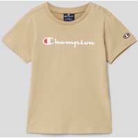 CHAMPION T-Shirt mit Label-Print in Sand, Größe 116 von Champion