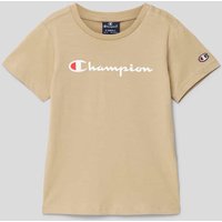 CHAMPION T-Shirt mit Runfdhalsausschnitt in Sand, Größe 164 von Champion
