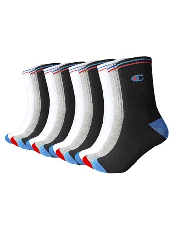 Champion 12 Paar Crew Socken Gr. 35-46 Unisex Tennissocken C20013, Farbe:schwarz - weiß - grau, Socken & Strümpfe:43-46 von Champion
