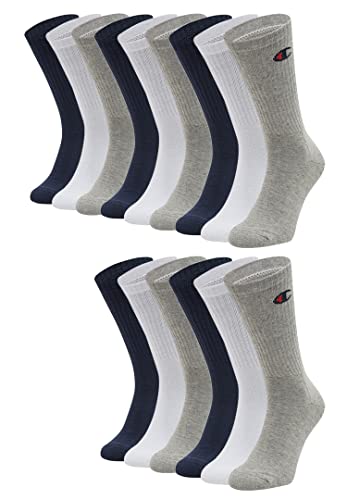 Champion 15 Paar Crew Socken Gr. 35-46 Unisex Tennissocken U24558, Farbe:White/Blue/Grey, Socken & Strümpfe:43-46 von Champion