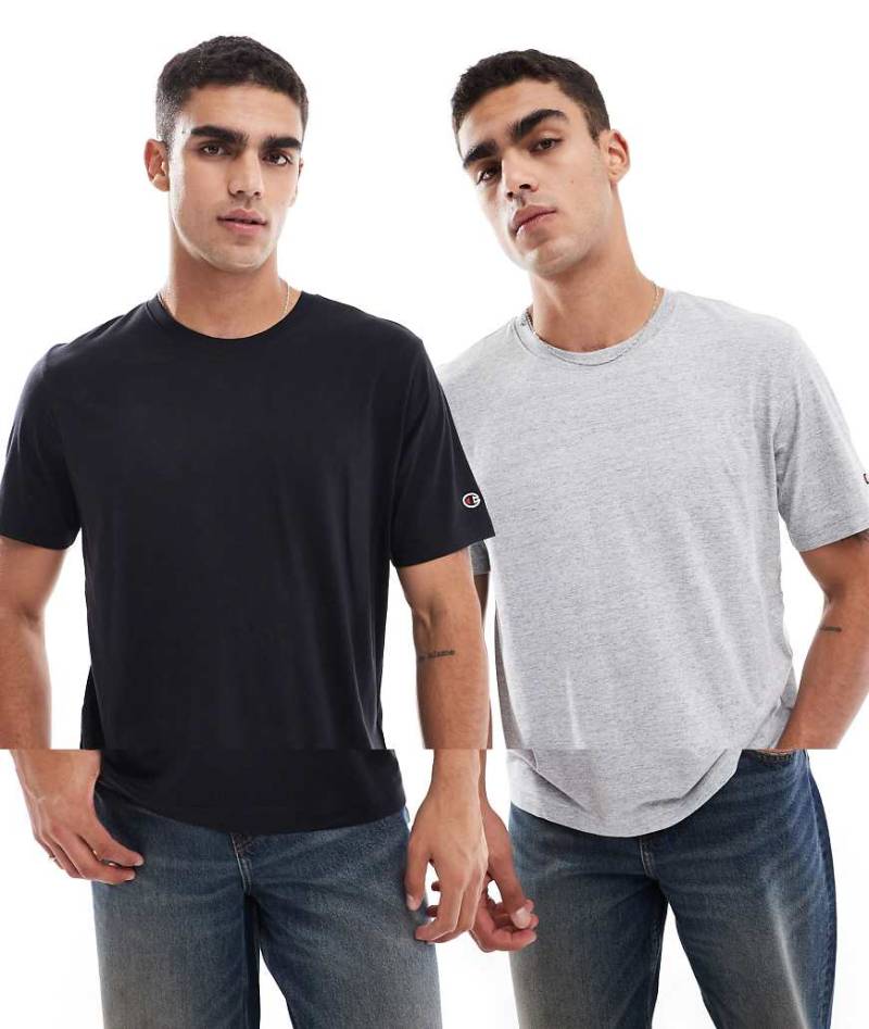 Champion - 2er-Pack T-Shirts in Grau und Schwarz-Bunt von Champion