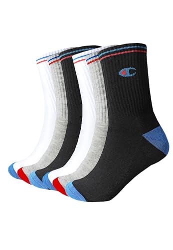 Champion 6 Paar Crew Socken Gr. 35-46 Unisex Tennissocken C20013, Farbe:schwarz - weiß - grau, Socken & Strümpfe:39-42 von Champion