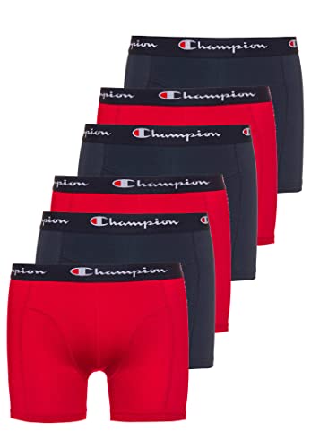 Champion 6er Pack Boxershorts Men Herren Unterhose Pant Boxer Unterwäsche, Farbe:Red/Blue, Bekleidungsgröße:L von Champion