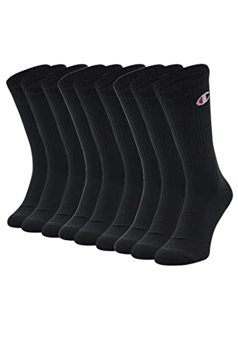 Champion 9 Paar Crew Socken Gr. 35-46 Unisex Tennissocken U24558, Farbe:Black, Socken & Strümpfe:35-38 von Champion