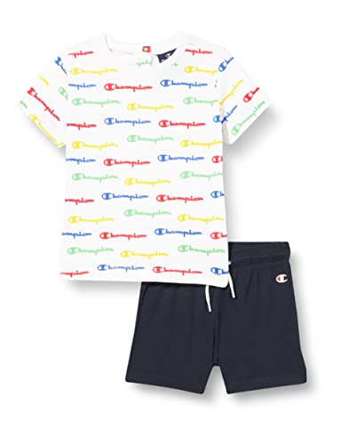 Champion Baby-Jungen Legacy American Classics-All-Over S/S T-Shirt & Shorts Anzug, (Bianco/Blu Marino), 12 MESI von Champion
