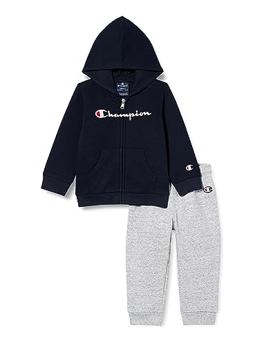 Champion Baby-Jungen Legacy American Classics Td-Hooded Full Zip komplett, Blu Marino/Grigio Melange, 80 von Champion