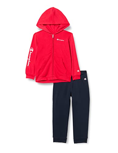 Champion Baby-Jungen Legacy American Classics-Ultra Light Powerblend Terry Hooded Full Zip Trainingsanzug Kinder, (Rosso Intenso/Blu Marino), 12 MESI von Champion