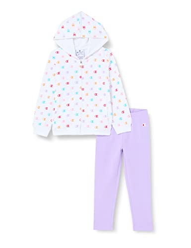 Champion Baby-Mädchen Legacy American Classics-Powerblend Full Zip Hoodie & Pants Anzug, (Bianco/Lavanda), 12 MESI von Champion