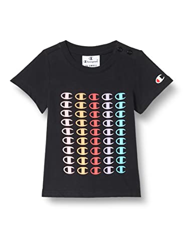 Champion Baby - Mädchen Legacy American Classics S/S Multi Logo T Shirt, Schwarz, 9 Monate EU von Champion