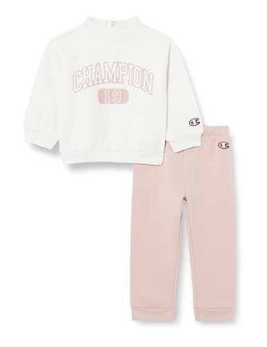 Champion Baby - Mädchen Legacy American Classics Td Bookstore Logo Ultralight Powerblend Fleece Crewneck komplett, Off White/Rosa, 6 Monate EU von Champion