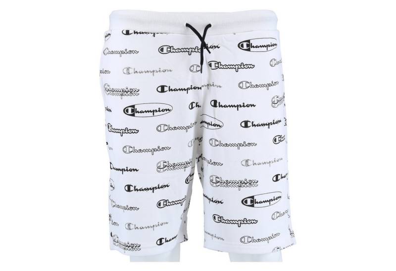 Champion Bermudas Freizeithose (Baumwolle) Allover Script-Print kurz weiss Jungen von Champion