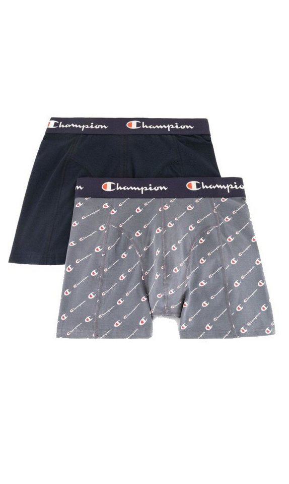 Champion Boxershorts (Baumwolle) Unterwäsche grau/dunkelblau Herren - 2er Pack von Champion