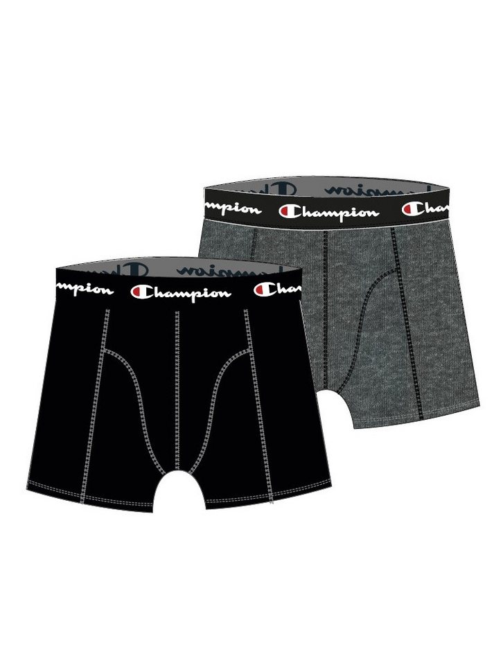 Champion Boxershorts (Baumwolle) Unterwäsche schwarz/dunkelgrau Herren - 2er Pack von Champion