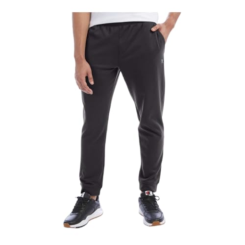 Champion CHP200 Herren-Sporthose aus Polyester-Mischgewebe, klassische Passform, elastischer Bund mit Logo-Kordelzug, Schwarz, X-Groß von Champion